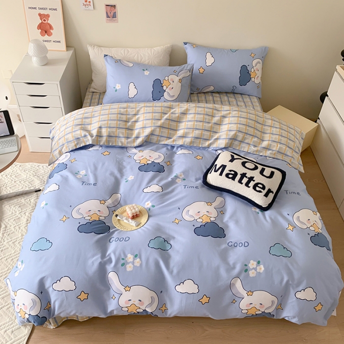 91家纺网 家纺一手货源 找家纺 澳萝拉 2023新款全棉印花四件套会员减5元云朵兔兔