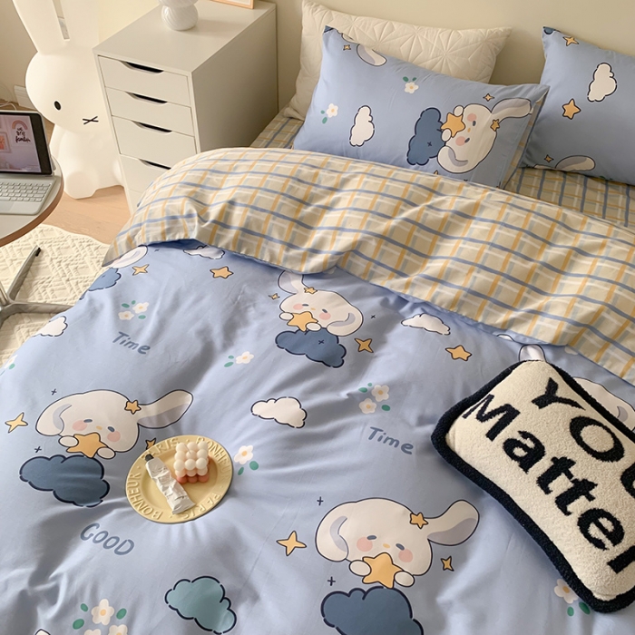 91家纺网 家纺一手货源 找家纺 澳萝拉 2023新款全棉印花四件套会员减5元云朵兔兔