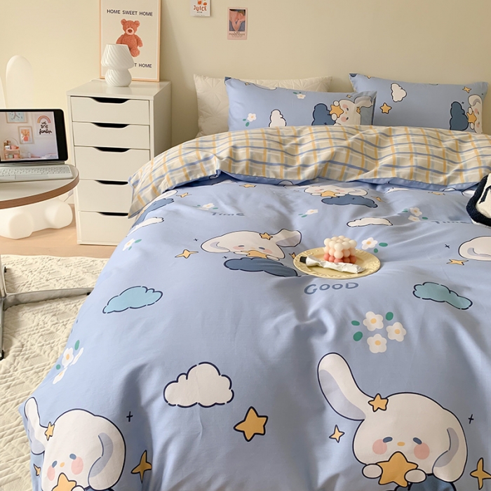 91家纺网 家纺一手货源 找家纺 澳萝拉 2023新款全棉印花四件套会员减5元云朵兔兔