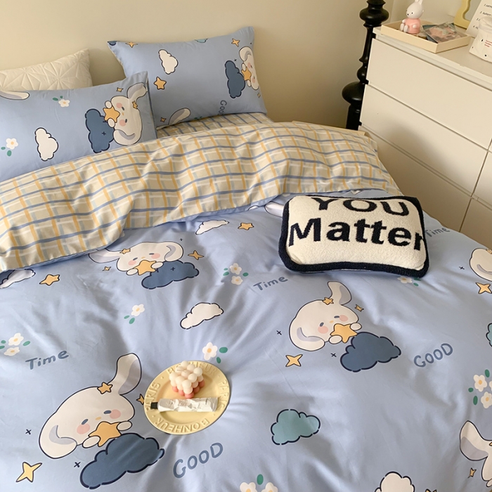 91家纺网 家纺一手货源 找家纺 澳萝拉 2023新款全棉印花四件套会员减5元云朵兔兔