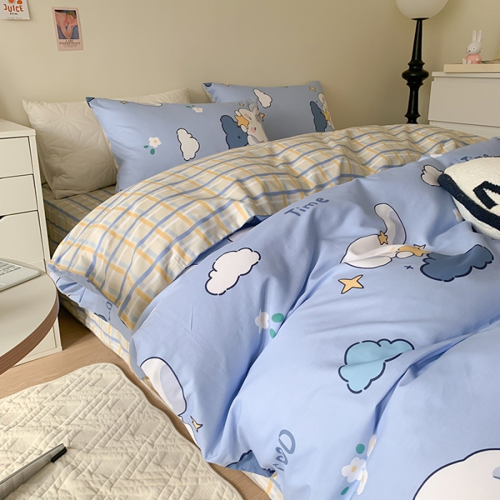 91家纺网 家纺一手货源 找家纺 澳萝拉 2023新款全棉印花四件套会员减5元云朵兔兔