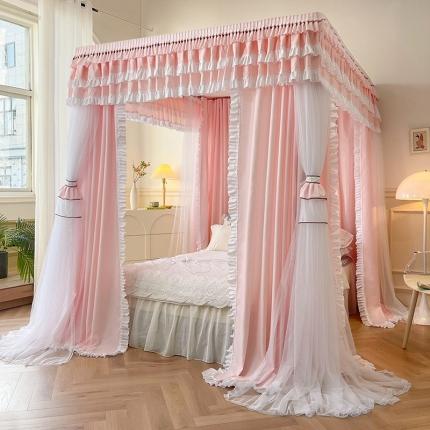 91家纺网 家纺一手货源 找家纺 迪凡保罗 2023新款2303五通双杆落地双层遮光蚊帐 玉色