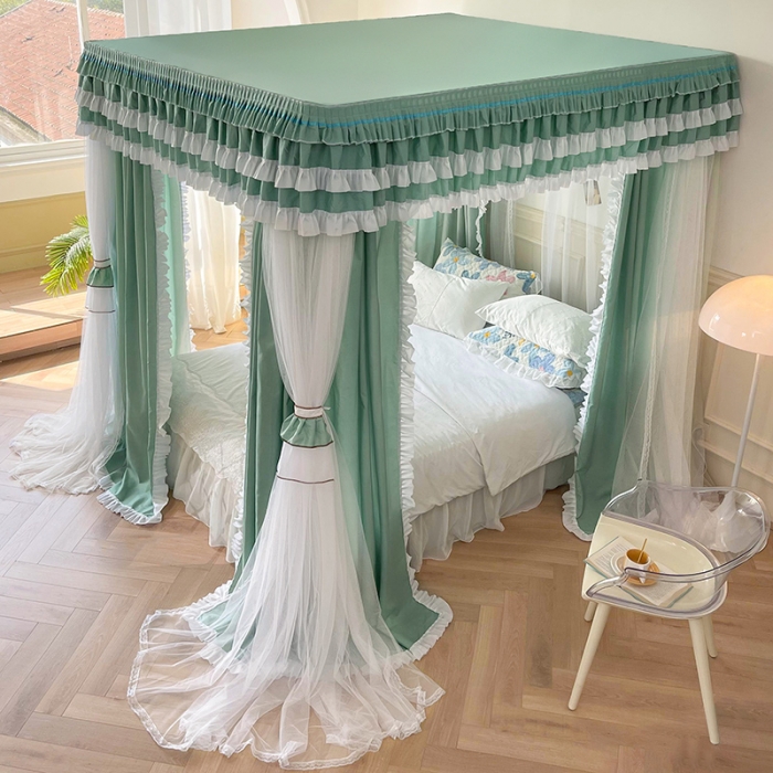 91家纺网 家纺一手货源 找家纺 （总）迪凡保罗 2025新款2303五通双杆落地双层遮光蚊帐