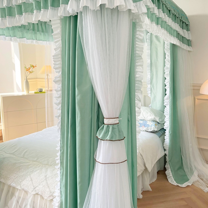 91家纺网 家纺一手货源 找家纺 （总）迪凡保罗 2025新款2303五通双杆落地双层遮光蚊帐