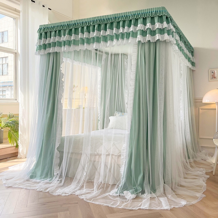 91家纺网 家纺一手货源 找家纺 （总）迪凡保罗 2025新款2303五通双杆落地双层遮光蚊帐