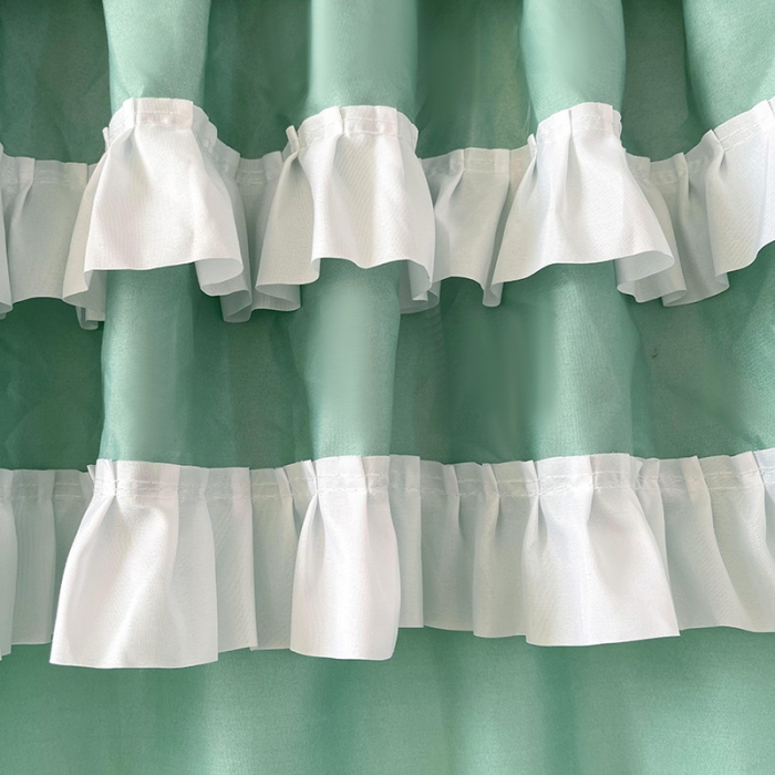 91家纺网 家纺一手货源 找家纺 迪凡保罗 2023新款2303五通双杆落地双层遮光蚊帐 抹茶绿