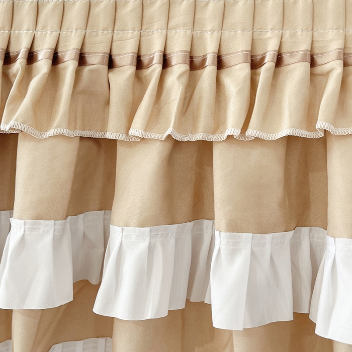 91家纺网 家纺一手货源 找家纺 迪凡保罗 2023新款2303五通双杆落地双层遮光蚊帐 驼色