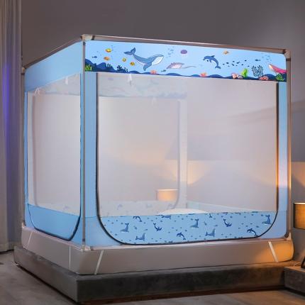 91家纺网 家纺一手货源 找家纺 飞轮海 2023新款数码印花三开门蚊帐-Z80 海洋世界