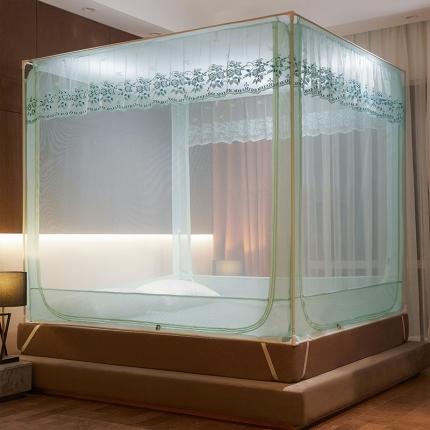 91家纺网 家纺一手货源 找家纺 飞轮海 2023新款大空间三开门方顶蚊帐-Z78 海棠-清水绿