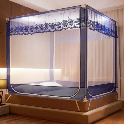 91家纺网 家纺一手货源 找家纺 飞轮海 2023新款大空间三开门方顶蚊帐-Z78 海棠-宇宙蓝