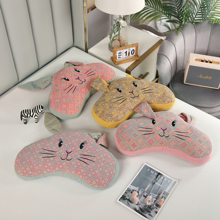 91家纺网 家纺一手货源 找家纺 （总）明星 2023新款荞麦枕A类纯棉双层纱卡通兔耳朵枕头芯