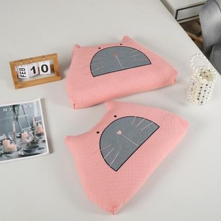 明星 2023新款A类全棉双层纱布贴布绣儿童荞麦枕 可爱喵粉