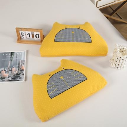 明星 2023新款A类全棉双层纱布贴布绣儿童荞麦枕 可爱喵黄