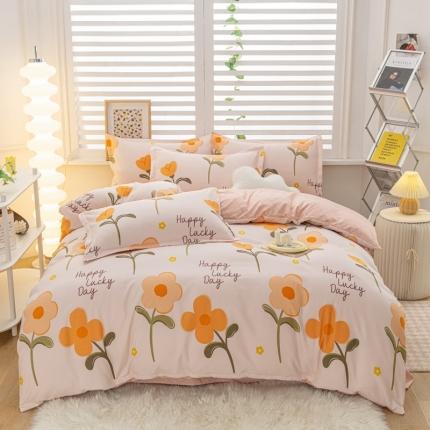 91家纺网 家纺一手货源 找家纺 棠颂 2023新款高克重加厚植物羊绒斜纹磨毛四件套 如愿