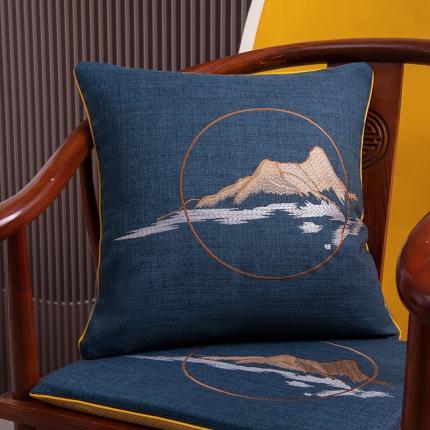 91家纺网 家纺一手货源 找家纺 北辰 2023新款山居图系列新中式抱枕 山居图-藏青