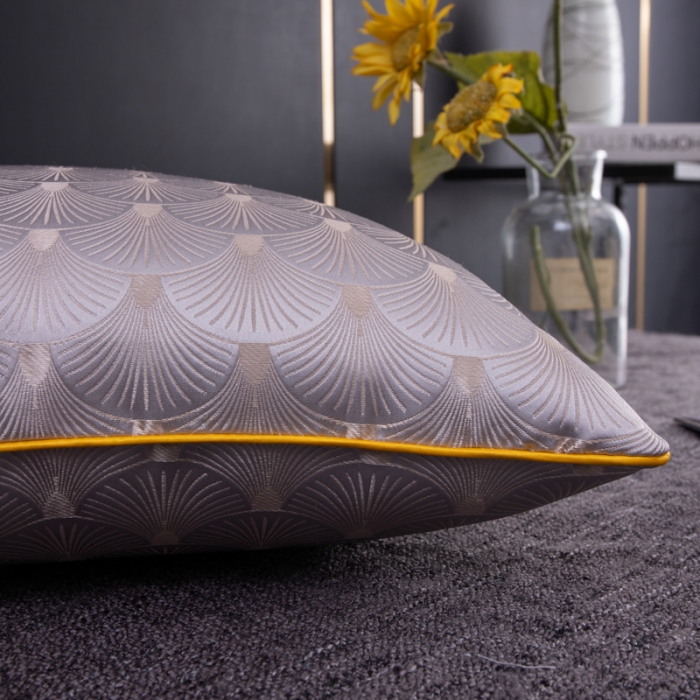 91家纺网 家纺一手货源 找家纺 北辰 2023新款轻奢北欧ins-银杏叶新中式抱枕 银杏叶-银灰