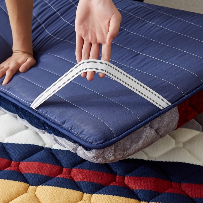 91家纺网 家纺一手货源 找家纺 优莱床垫 2024新款新款牛奶绒记忆棉床垫 蓝条