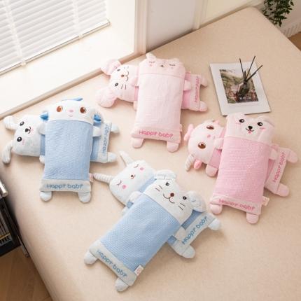 （总）明星2023新款纯棉儿童卡通头宝宝防偏头全荞麦壳枕头芯