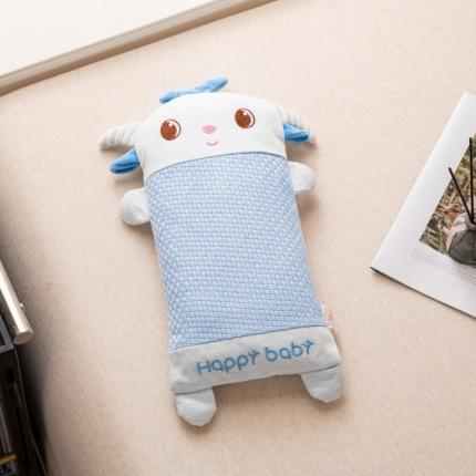 明星 2023新款纯棉儿童卡通荞麦头宝宝防偏头全荞麦壳枕头芯 喜羊羊蓝50*25+-2cm