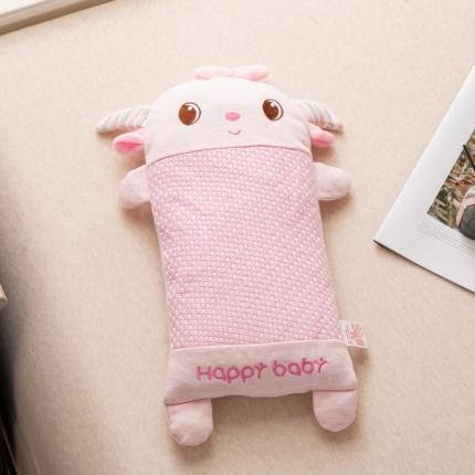 明星 2023新款纯棉儿童卡通荞麦头宝宝防偏头全荞麦壳枕头芯 喜羊羊粉20*40 +-2cm