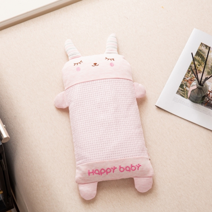 91家纺网 家纺一手货源 找家纺 明星 2023新款纯棉儿童卡通荞麦头宝宝防偏头全荞麦壳枕头芯 小粉兔20*40 +-2cm