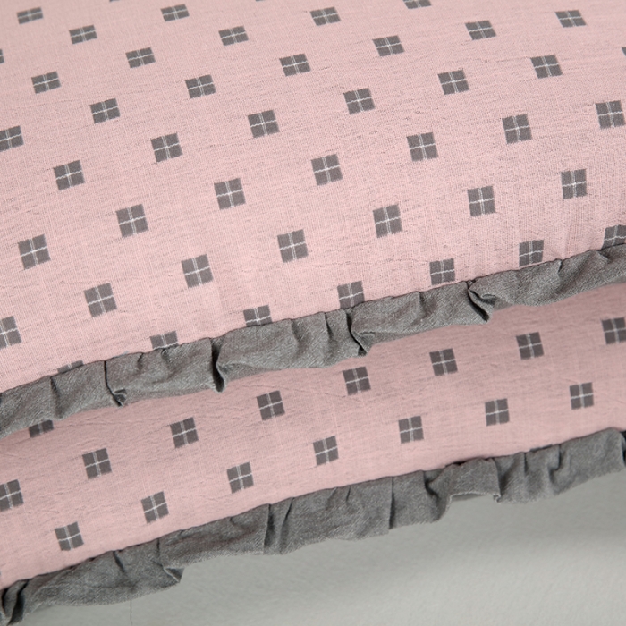 91家纺网 家纺一手货源 找家纺 （总）明星 2023新款纯棉荞麦枕头双层纱布拼接花边枕头芯