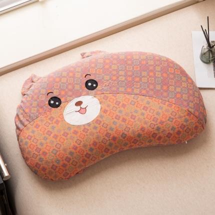 明星2023新款纯棉双层纱布荞麦枕头卡通贴布绣全荞麦壳枕头芯 抱抱熊紫玉