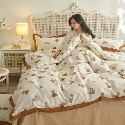 91家纺网 家纺一手货源 找家纺 （总）蓝邻 2023新款复古小清晰花边四件套风格一