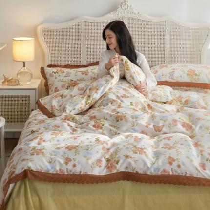 91家纺网 家纺一手货源 找家纺 （总）蓝邻 2023新款复古小清晰花边四件套风格一