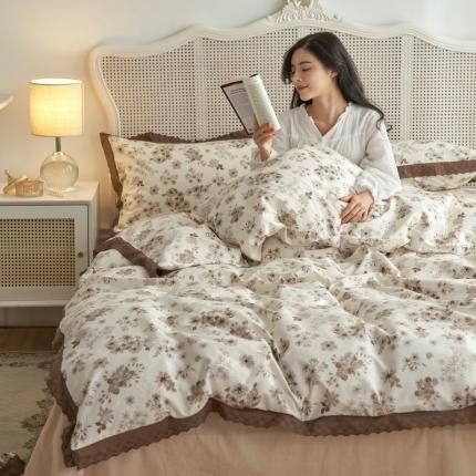 91家纺网 家纺一手货源 找家纺 蓝邻 2023新款复古小清晰花边四件套风格一 兰溪园