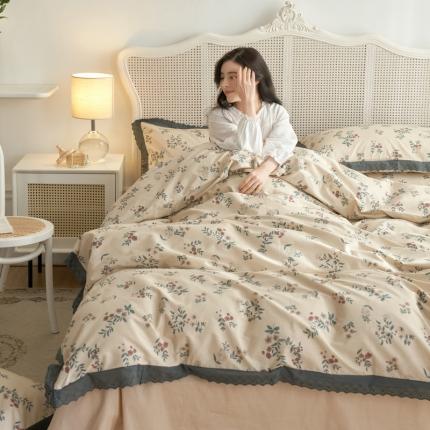 91家纺网 家纺一手货源 找家纺 （总）蓝邻 2023新款复古小清晰花边四件套风格一