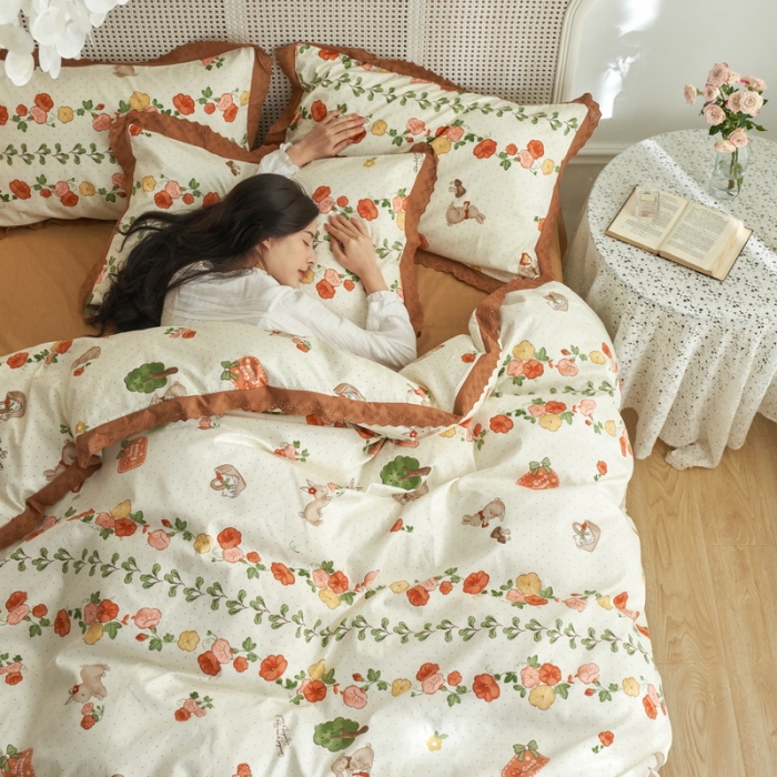 91家纺网 家纺一手货源 找家纺 蓝邻 2023新款复古小清晰花边四件套风格一 精灵乐园