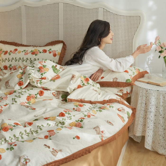 91家纺网 家纺一手货源 找家纺 蓝邻 2023新款复古小清晰花边四件套风格一 精灵乐园