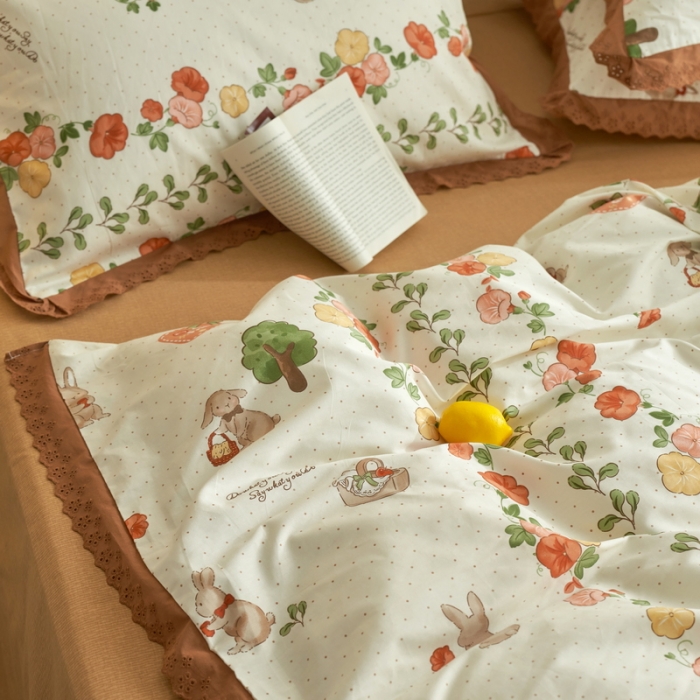 91家纺网 家纺一手货源 找家纺 蓝邻 2023新款复古小清晰花边四件套风格一 精灵乐园