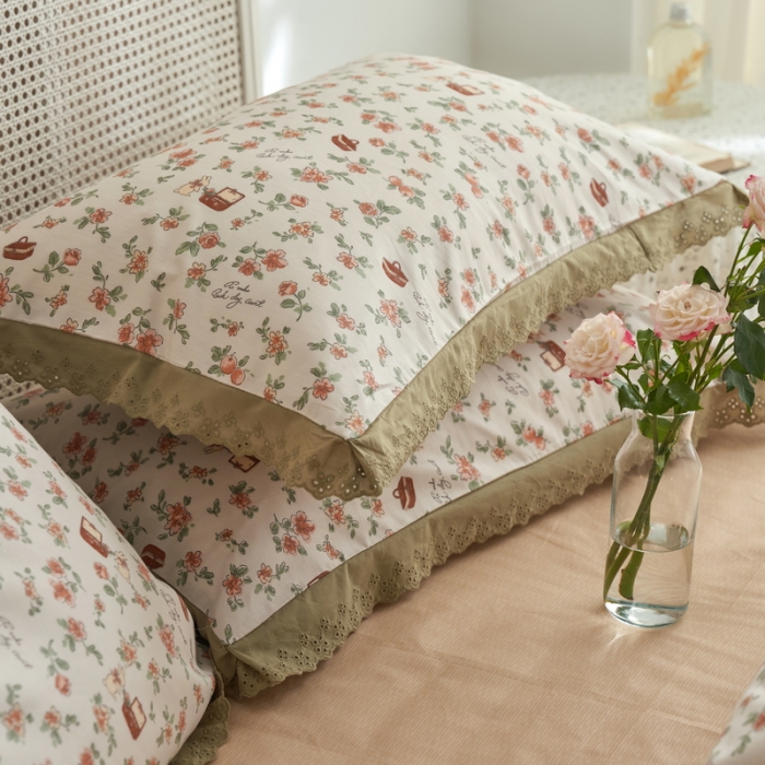 91家纺网 家纺一手货源 找家纺 蓝邻 2023新款复古小清晰花边四件套风格一 凯伦庄园