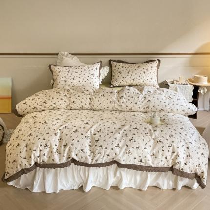 91家纺网 家纺一手货源 找家纺 蓝邻 2023新款复古小清晰花边四件套风格二 静香叶