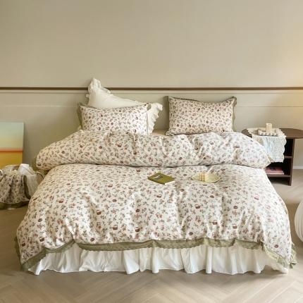 91家纺网 家纺一手货源 找家纺 蓝邻 2023新款复古小清晰花边四件套风格二 凯伦庄园