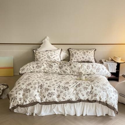 91家纺网 家纺一手货源 找家纺 蓝邻 2023新款复古小清晰花边四件套风格二 兰溪园