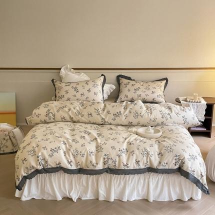 91家纺网 家纺一手货源 找家纺 蓝邻 2023新款复古小清晰花边四件套风格二 南笙