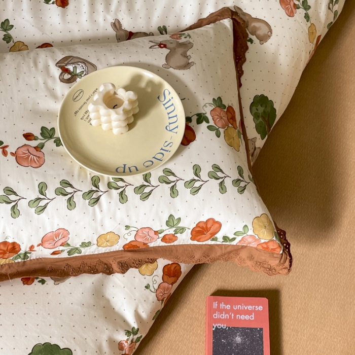 91家纺网 家纺一手货源 找家纺 蓝邻 2023新款复古小清晰花边四件套风格二 精灵乐园