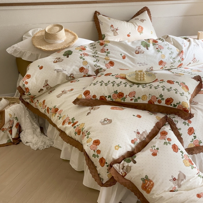 91家纺网 家纺一手货源 找家纺 蓝邻 2023新款复古小清晰花边四件套风格二 精灵乐园