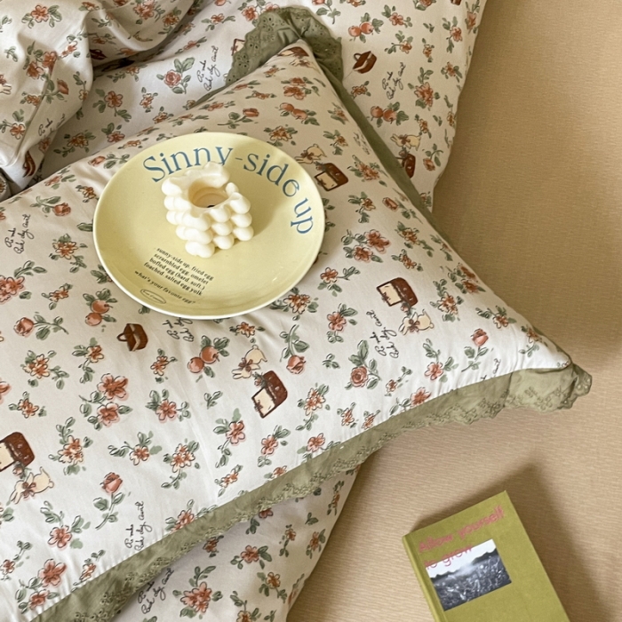 91家纺网 家纺一手货源 找家纺 蓝邻 2023新款复古小清晰花边四件套风格二 凯伦庄园