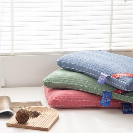 （总）明星 2023新款全棉水洗棉荞麦枕立体边枕头