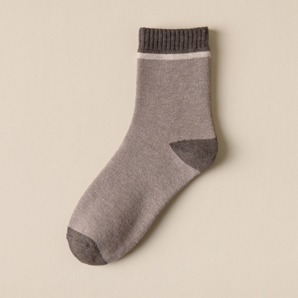 91家纺网 家纺一手货源 找家纺 【男士拼色加绒袜】日式无印男士加绒中筒袜良品拼色秋冬保暖加绒加厚男袜子