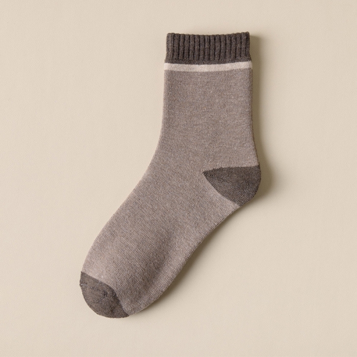 91家纺网 家纺一手货源 找家纺 【男士拼色加绒袜】日式无印男士加绒中筒袜良品拼色秋冬保暖加绒加厚男袜子