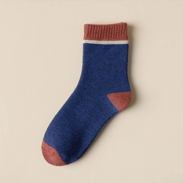 91家纺网 家纺一手货源 找家纺 【男士拼色加绒袜】日式无印男士加绒中筒袜良品拼色秋冬保暖加绒加厚男袜子