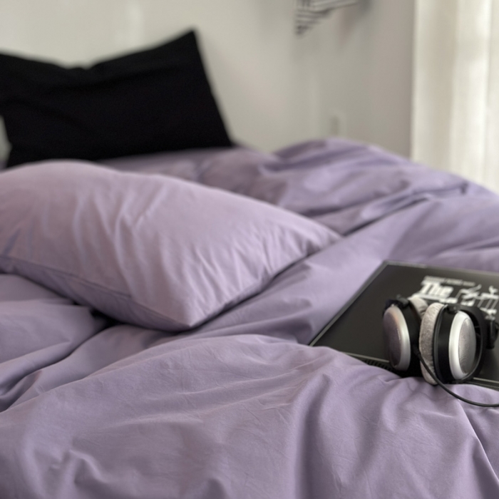 91家纺网 家纺一手货源 找家纺 艾沁 新款32支全棉水洗棉混搭四件套 暗紫