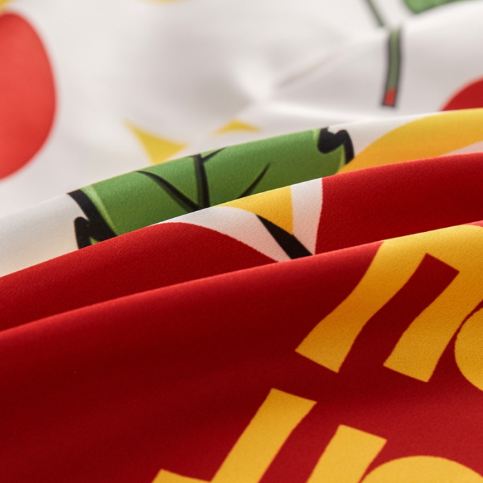 91家纺网 家纺一手货源 找家纺 啊雅家居 2025新款大红婚庆数码印花床单款床笠款四件套 花囍