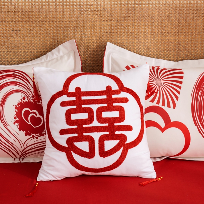 91家纺网 家纺一手货源 找家纺 啊雅家居 2025新款大红婚庆数码印花床单款床笠款四件套 心爱