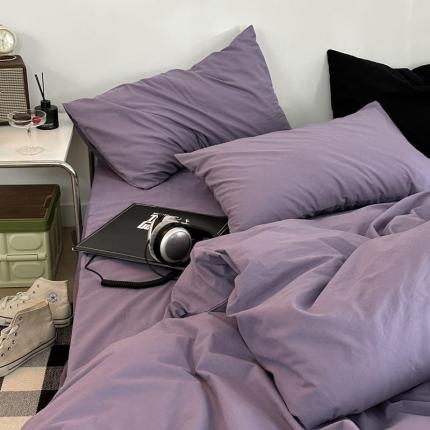 91家纺网 家纺一手货源 找家纺 艾沁 新款32支全棉水洗棉混搭四件套 暗紫